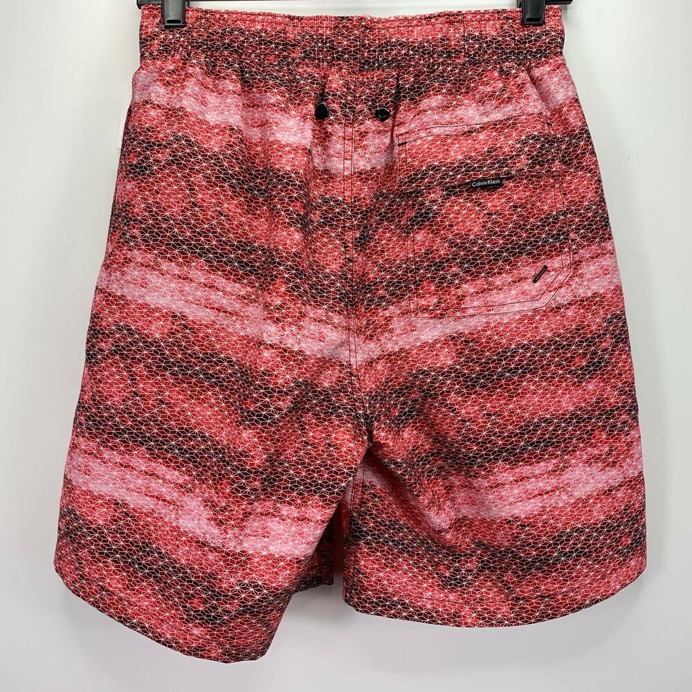 Calvin Klein Mens Printed 7" Swim Trunks Red S - Picture 3 of 4